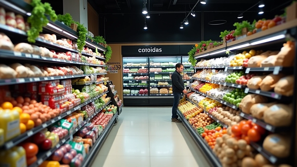 Toronto downtown with grocery store signage
